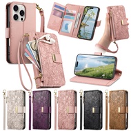 Casing for VIVO Y04 Y29S Y03 Y03T Y28S Y18 Y18e Y19S Y15 Y12 Y11 Y17 4G Wallet Flower Embossed Phone