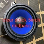 1pcs clear stock car speaker 5inch midbass higt power speaker pintu kereta magnet besar saga wira bl