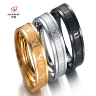 4mm Stylish and beautifully eroded lucky Roman numerals ring Stainless steel tri-color men's ring