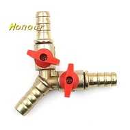 [Honour-t] 3 Way Tee Brass Y Shut off Ball Valve 3/8" 10mm Barb Fuel Gas Oil / Valve Clamp