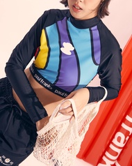 PAUL FRANK เสื้อว่ายน้ำ WOMENS DEEP COLORFUL CROP TOP RASHGUARD