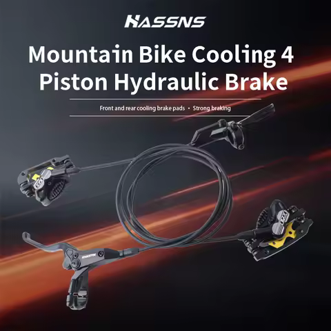 HASSNS E4 Hydraulic Brake Cooling 4 Piston Mtb Brakes Mountain Bike Brakes 800/1450MM With Discs 160