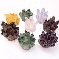 Natural crystal mineral: amethyst phantom cluster, green phantom cluster, white, yellow, blue, tea c
