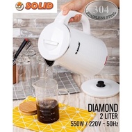  Solid Kettle/JUG Electric Teapot DIAMOND STAINLESS STEEL 304 2 LITER