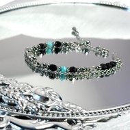 浪漫光年天河石設計手鍊 - 醫療鋼/天河石/黑尖晶