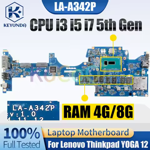 For Lenovo Thinkpad YOGA 12 Notebook Mainboard LA-A342P 01AY502 00HT706 00HT711 i3 i5 i7 5th Gen RAM