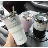 VACUUM MUG-900ML Drinking Tumbler 30oz With Straw Sealed Hot And Cold Water Bottle Stainless Steel