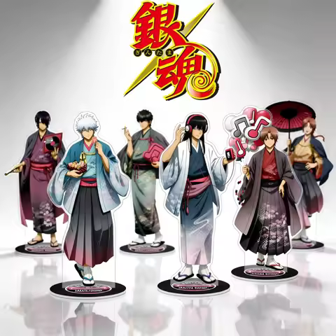Anime Gintama 2026 New Full Set Kawaii Acrylic Stand Keychain Gintoki Hijikata Okita Kimono Style De