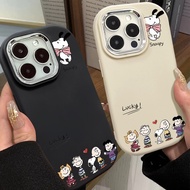 Lucky Snoopy Cute Animation Phone Case Compatible for IPhone 7 8 Plus 11 13 12 14 15 Pro Max XR X XS Max SE 2020 Metal Frame Anti Drop Silicone Soft Case