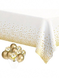 1片金點裝飾華麗塑料桌布-適用於生日派對,婚禮,週年紀念,淋浴,萬聖節,感恩節和聖誕禮物,一次性桌巾