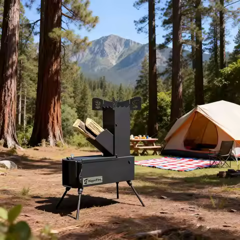 Collapsible Rocket Stove with FREE Carrying Bag - A Portable Wood Burning Camping Stove for Outdoor 