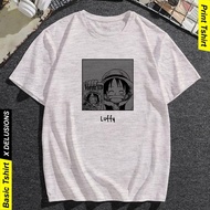 Kaos Anime One Piece Luffy Poster Wanted Baju Distro Kaos Pria Kekinian Oblong Dewasa Hitam Putih