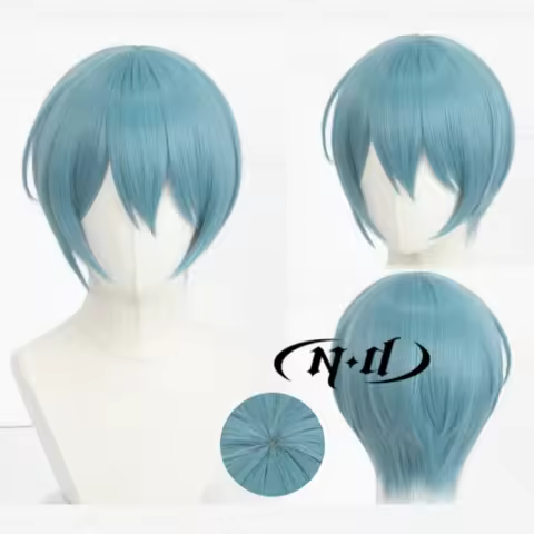 ND Yo Hiori Cosplay Wigs Anime Blue Lock Short Cyan Hair for Party Anime Expo Party Cosplay Comic Co