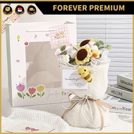 (FOREVER PREMIUM) Handcrafted Flower Bouquet Crochet Flowers Sunflower Rose Tulip Knitted Flower Cro