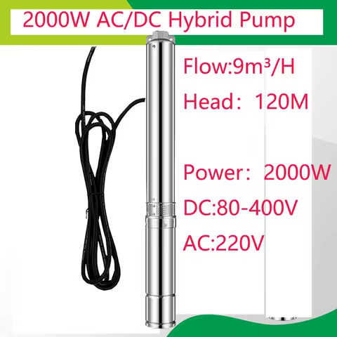 Hybrid 3HP 2200W Brushless Deep Well Pump Agricultural Irrigation Solar Water Pump Submersible Max H