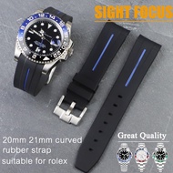 Curved 20mm 21mm 22mm Watch Band for Rolex Rubber Watch Strap Submariner GMT Master II Pepsi Deepsea