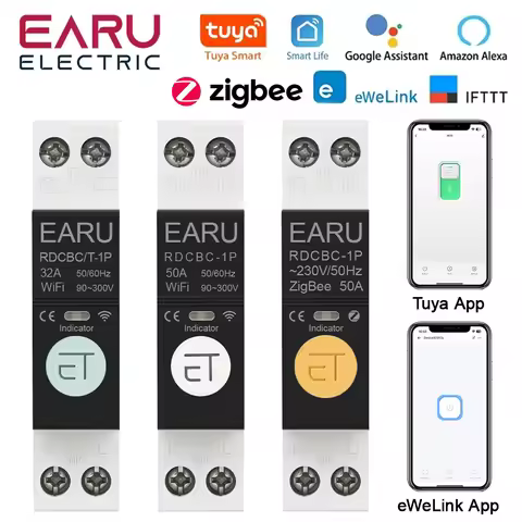 1P+N Tuya eWeLink WiFi ZigBee MCB Smart Circuit Breaker Timer Relay Switch Voice Remote Control for