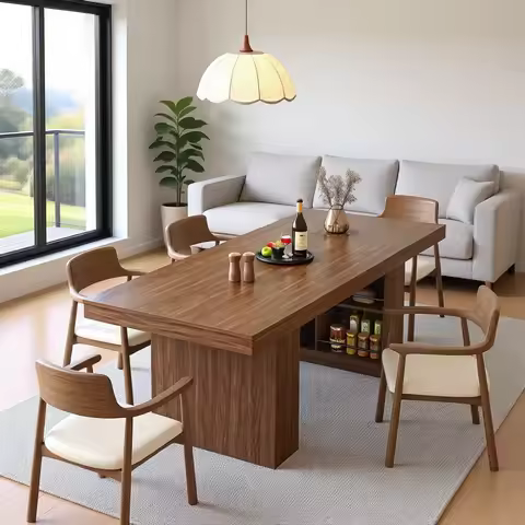 Expandable Dining Table for 4-6 People with Hidden Storage, Modern Rectangular Design, Space-Saving 