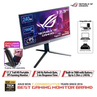 ASUS ROG Strix XG17AHP Portable USB Type-C Gaming Monitor – 17.3-inch, IPS, FHD (FullHD, 1920x1080), 240Hz(Above 144Hz), Adaptive-sync, Non-Glare, USB-C, Micro-HDMI, Built-in battery for laptop, camera, console, ROG Tripod, ROG Bag, Smart cover, Eye care