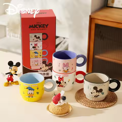 Disney Mickey Minnie Daisy Donald Duck Ceramic Mug Stackable Couple Water Cup Cute Home Coffee Cup B