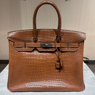 Hermes Birkin 35 鱷魚皮 棕色