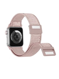 1入組玫瑰粉色新手錶皮帶，帶有磁性手錶扣尼龍彈力帶，與蘋果手錶帶兼容，可調節柔軟運動透氣環繞，適用於Apple Watch手錶超級系列9/8/7/6/5/4/3/2/1/SE，38mm 40mm 41mm 42mm 44mm 45mm 49mm ，Wave Nylon磁性手錶帶適用於三星Galaxy Watch 4/5/5pro/6/6classic 40mm 44mm 43mm 47mm，18mm20mm22mm寬彈性帶適用於Garmin/Huawei手錶，兼容於Fitbit Versa2 Versa3 Versa4 Charge5 Charge6新款簡約時尚手錶帶