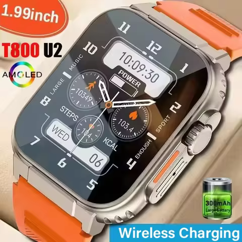 LAXASFIT New Watch T800 U2 Smart Watch 2025 Mens Womens Tracking Bluetooth Talk BT Music Wireless Ch
