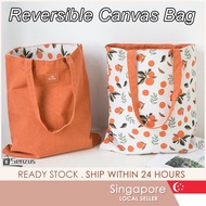 SG Stock Reversible Canvas Bag Drawstring Bag Womens Fashion Bag Environmental Friendly