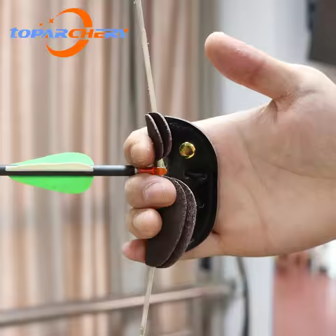 Double-deck Archery Finger Guard Protection Protector Pad Glove Tab Leather Pull Bow Arrow Hunting S