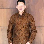 KEMEJA BATIK PRIA WARNA COKLAT LENGAN PANJANG BERFURING