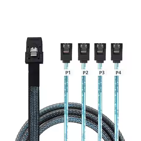 SAS SATA Cable Mini-SAS SFF-8087 To 4 SATA Cable Mini SAS 4i SFF8087 36P To 4 SATA 7P Cable 12Gbps 5