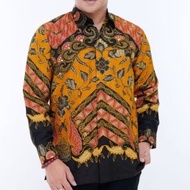 KEMEJA Men's premium Dobby cloth hand-drawn batik shirt with long sleeves and lining BA007