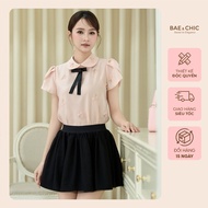 Bae & Chic lady's lotus collar shirt with loose shape and cute bow AB109
