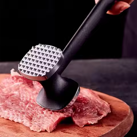 1pc Zinc Alloy Meat Tenderizer Hammer - Durable Metal Meat Pounder with Ergonomic Handle, Kitchen Ga