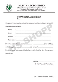 MURAH! SURAT KETERANGAN SAKIT/SEHAT CUSTOM / SURAT DOKTER / SURAT SAKIT/SEHAT UNTUK KEPERLUAN KLINIK