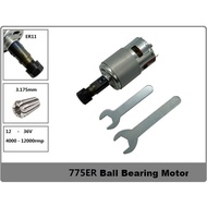 RQ+`775 DC Motor 12-36V 4000-12000 RPM Engraving Machine Spindle Motor with ER11 Extension Rod for 1