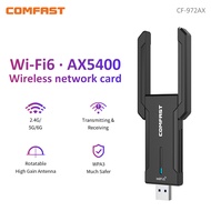 AX5400 ตัวรับสัญญาณ wifi คอมพิวเตอร์ 2.4G/5G/6G Tri-band Wireless Dongle 802.11ax USB3.0 Gaming WPA3 MU-MIMO สำหรับ PC คอมพิวเตอร์ Windows10/11