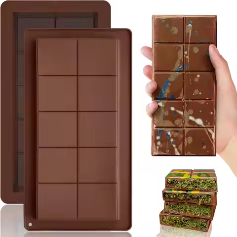 2PCS Dubai Chocolate Bar Mold for Filling Kunafa Pistachio, Large Candy Bar Molds Silicone Halloween