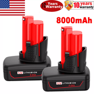 2 Pcs Milwaukee M12 REDLITHIUM 12V 6.0 Ah Lithium-Ion Battery Free Shipping WA2