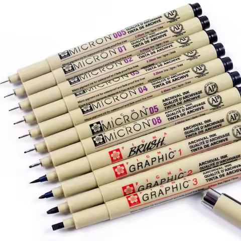 SAKURA PIGMA MICRO Needle Pen Art Pen Black Waterproof Outlining Pen Fine Tip Sketch Pen Drawing Lin