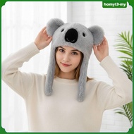 [HomylabMY] Fuzzy Koala Earflap Hat Warm Koala Fuzzy Hat Soft Creature Character Cap Windproof Winte