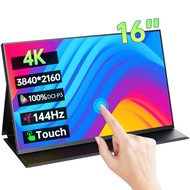 16/18 Inch 4K 144Hz Touchscreen Portable Monitor 100�I-P3 HDR 1MS FreeSync IPS Screen Gaming Display For PC XBox PS4/5 S