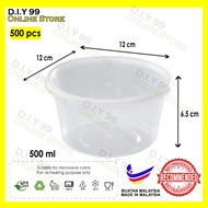 12 x 12 x 6.5cm Bekas Plastik Makanan Disposable Microwave Round Food Container RT-300R (500mL x 50