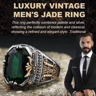 【Handcrafted Jade】Vintage Adjustable Men's Ring Natural Stone Jewelry/Men's Wedding Band/Anniversary