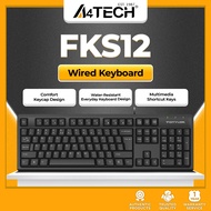 A4Tech FKS12 Natural-A USB Wired Keyboard, Waterproof Multimedia Comfort Office PC Laptop