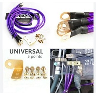 HKS Grounding Cable Wire THICK 8GA Kit 5 Point High Quality RED