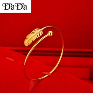 916 gold bracelet open feather gold round stick touch bead solid bracelet wedding jewelry