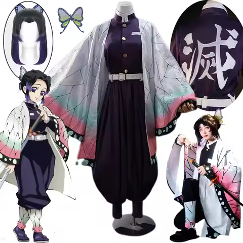 2026 Anime Kochou Shinobu Cosplay Costume Shinobu Kochou Kimono Wig High Quality Uniform Halloween P
