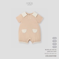 NOUS - Beige bodysuit with blue checkered pattern - Nu Doux - 0M 3M 6M 9M- SS25.T2A-ZN728
