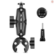 PULUZ PU909B Motorcycle Clamp Bicycle Handlebar Super Clamp Mount Dual 360° Rotatable Ball Head with